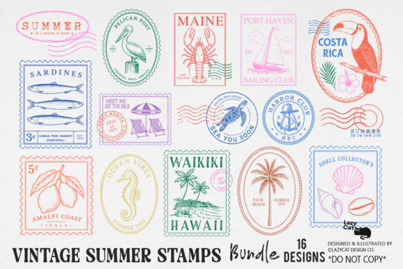 Download Vintage Summer Stamp PNG Bundle - Premium Resources