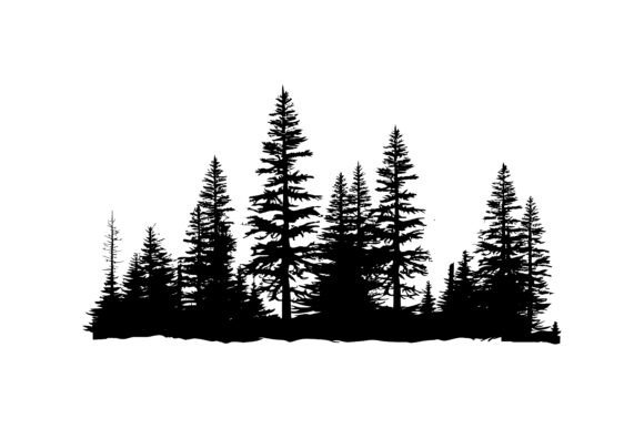 Download Vintage Pine Trees, Forest Silhouette - Forest Collection