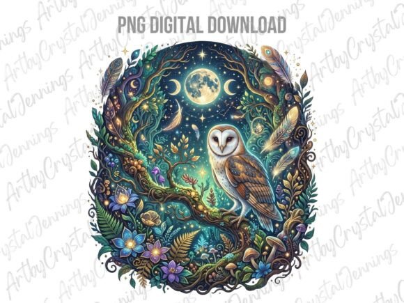 Download Celestial Night Owl Forest PNG - Forest Collection