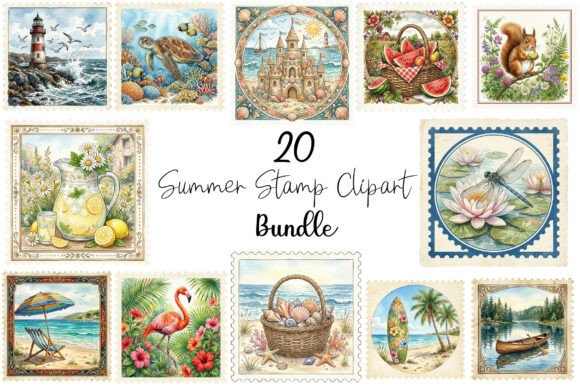 Download Summer Stamp Clipart Bundle - Stamp Collection